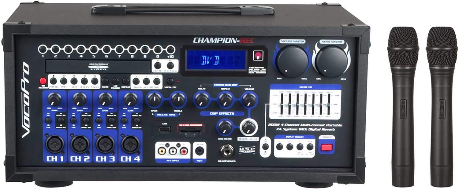 VocoPro CHAMPION-REC-H4 200W Portable PA System - ProSound and Stage Lighting