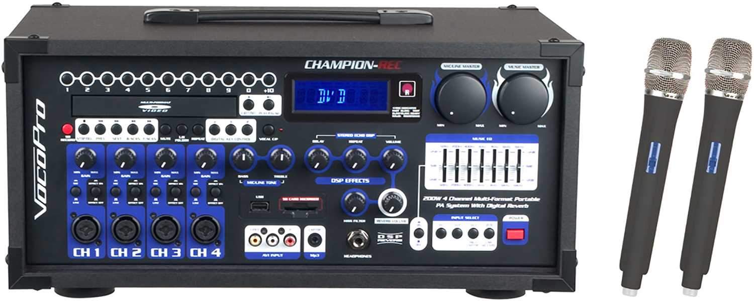 VocoPro CHAMPION-REC-H5 200W Portable PA System - ProSound and Stage Lighting