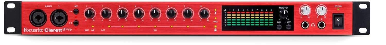 Focusrite Clarett 8Pre USB 18-in, 20-out Audio Interface - ProSound and Stage Lighting