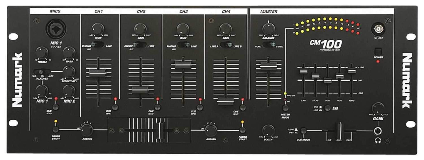 Numark CM100 4-Channel DJ Mixer with Autostart - ProSound and Stage Lighting