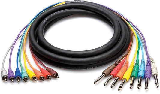 6.6 Ft 8-Ch Snake RCA (M) to 1/4 (M) Unbalanced - ProSound and Stage Lighting
