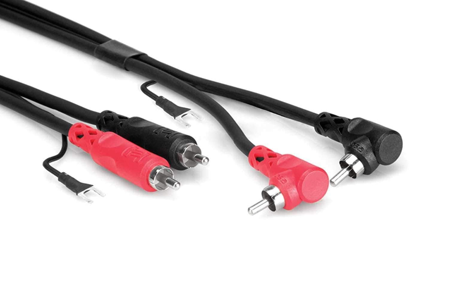 Hosa CRA-201DJ Dual RCA to Dual Right-Angle RCA with Ground Wire 1m - ProSound and Stage Lighting