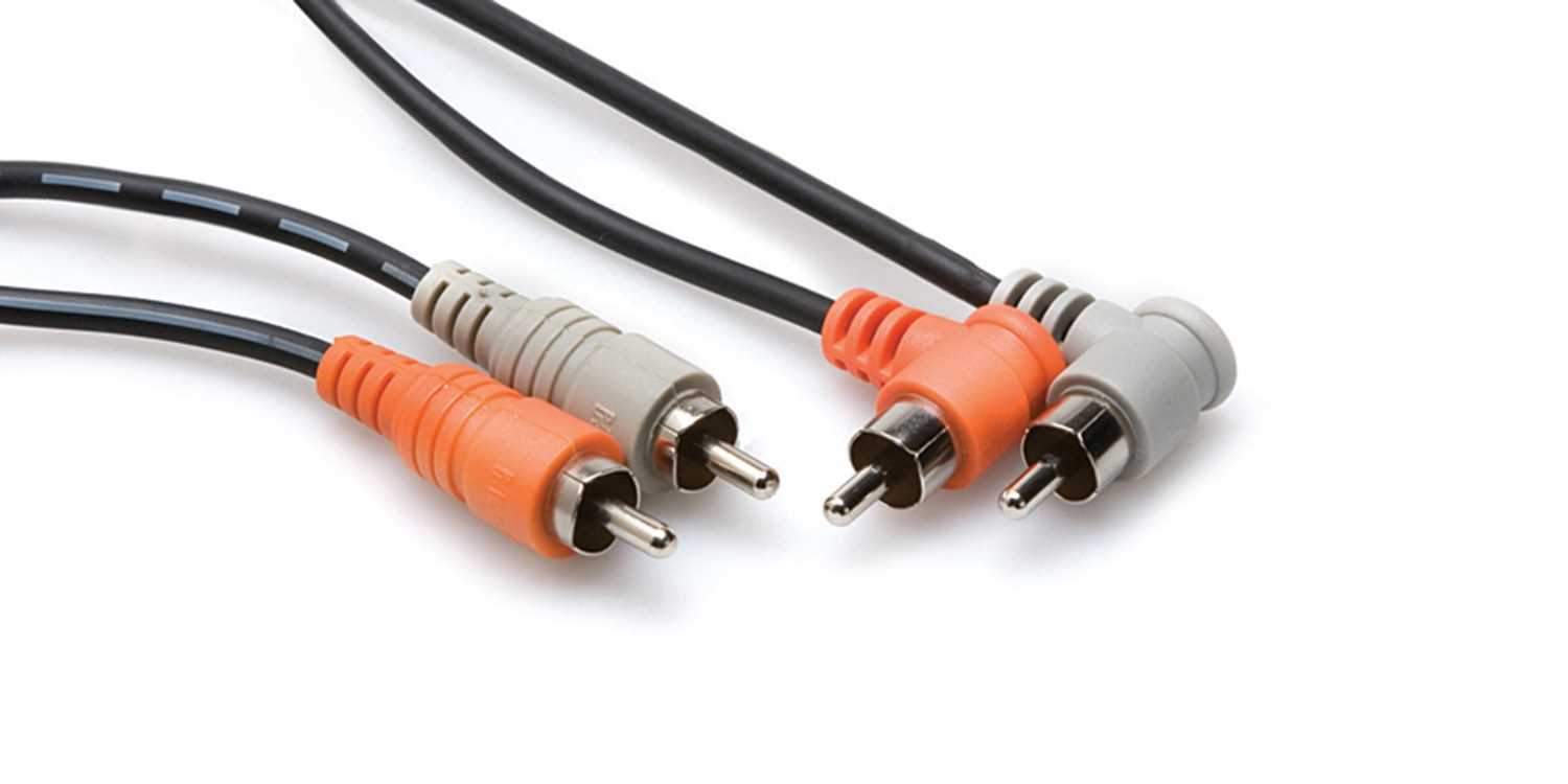 Hosa CRA-202R Dual RCA to Dual Right-Angle RCA 2m Cable - ProSound and Stage Lighting