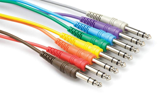1 Ft Stereo PatchBay Cable Set of 8 1/4 to 1/4 (M - ProSound and Stage Lighting