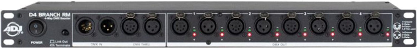 American DJ D4 BRANCH RM 4-way Distributor and Booster - PSSL ProSound and Stage Lighting