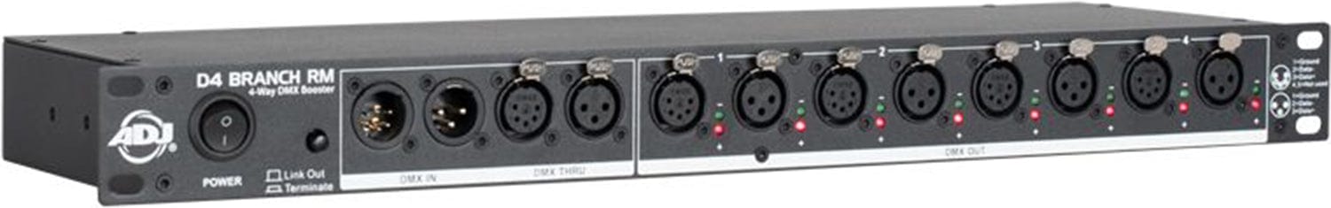 American DJ D4 BRANCH RM 4-way Distributor and Booster - PSSL ProSound and Stage Lighting