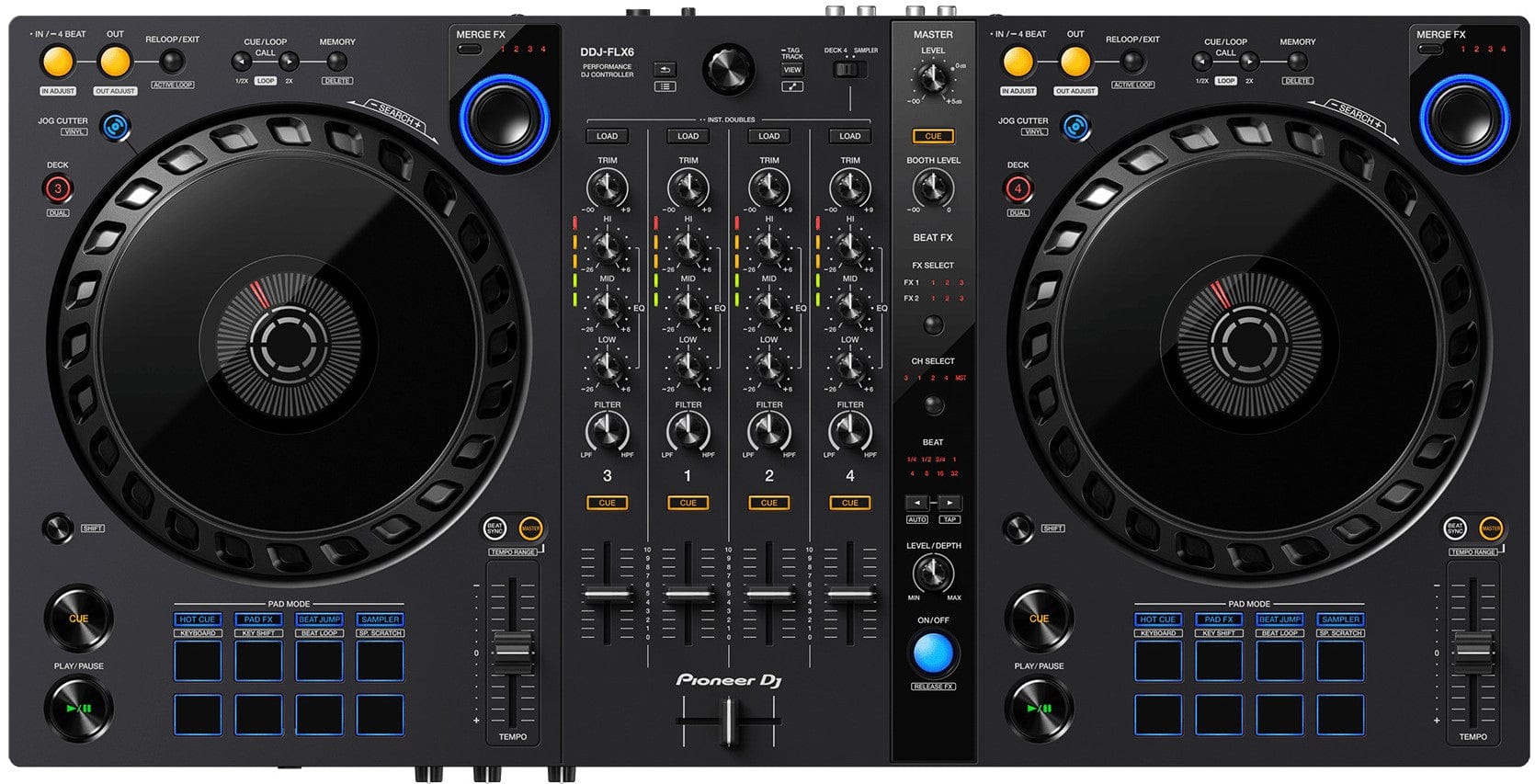 Pioneer DJ DDJ-FLX6-GT 4-Channel DJ Controller - Rekordbox, Serato, Virtual DJ - PSSL ProSound and Stage Lighting