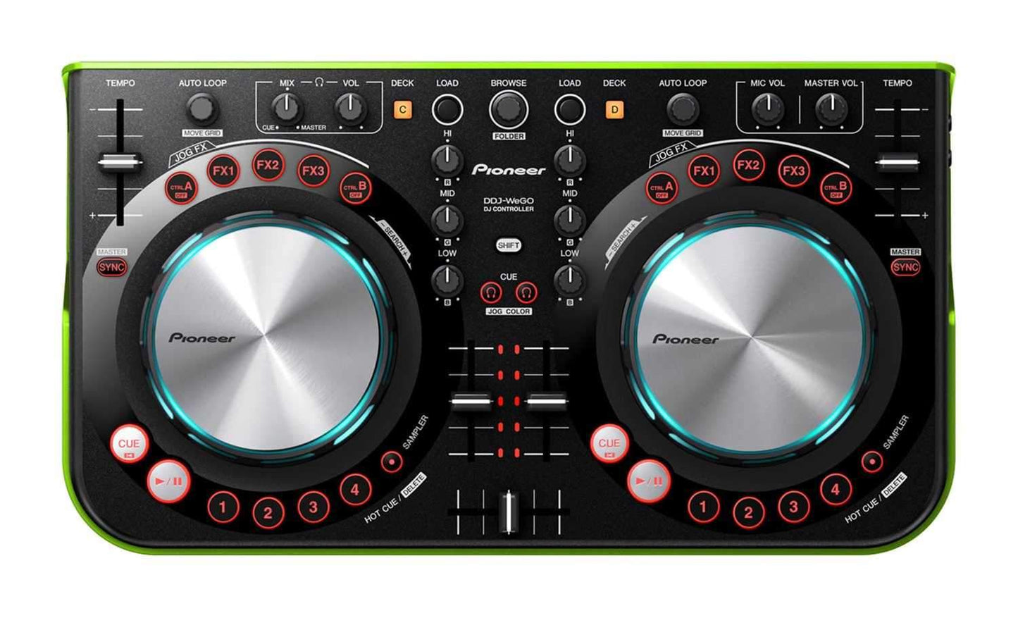 Pioneer DDJ-WEGO-G Virtual DJ Controller - Green - ProSound and Stage Lighting