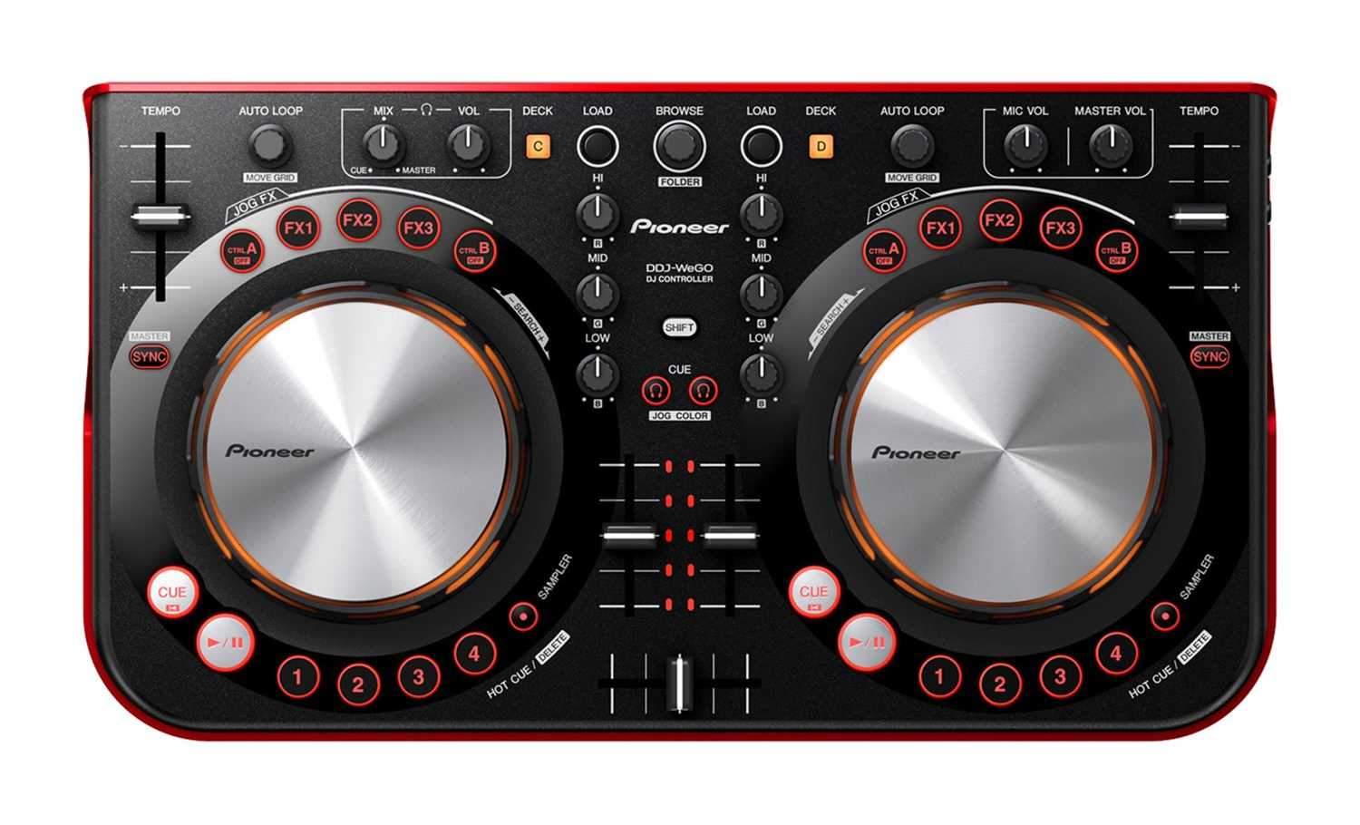 Pioneer DJ DDJ-WEGO-R Virtual DJ Controller - Red