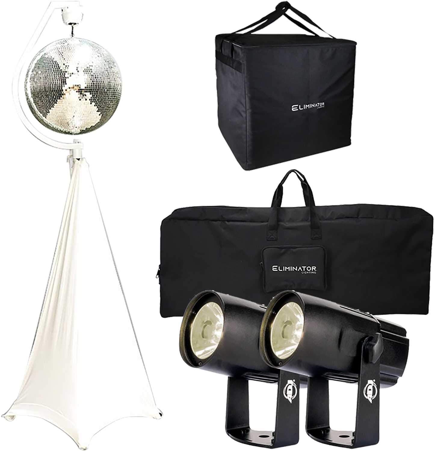 Eliminator Decor MBSK Pak Pro Mirror Ball System with Battery-Powered Pinspots - ProSound and Stage Lighting