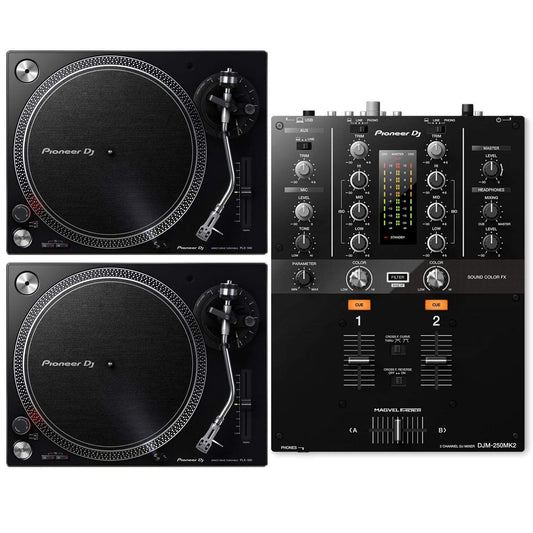 Pioneer DJM-250MK2 DJ Mixer & (2) PLX-500K Turntables - ProSound and Stage Lighting