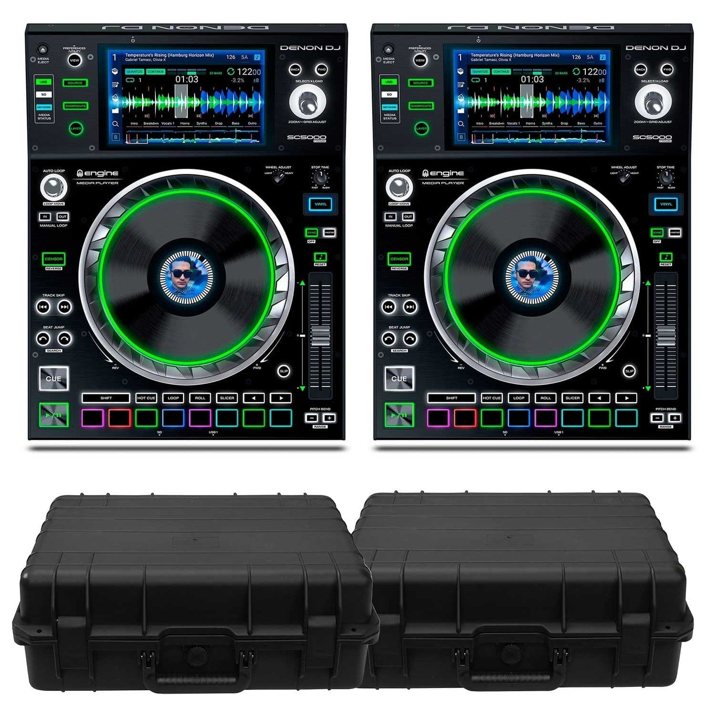 Denon DJ SC5000 Prime DJ Media Players with Cases - ProSound and Stage Lighting