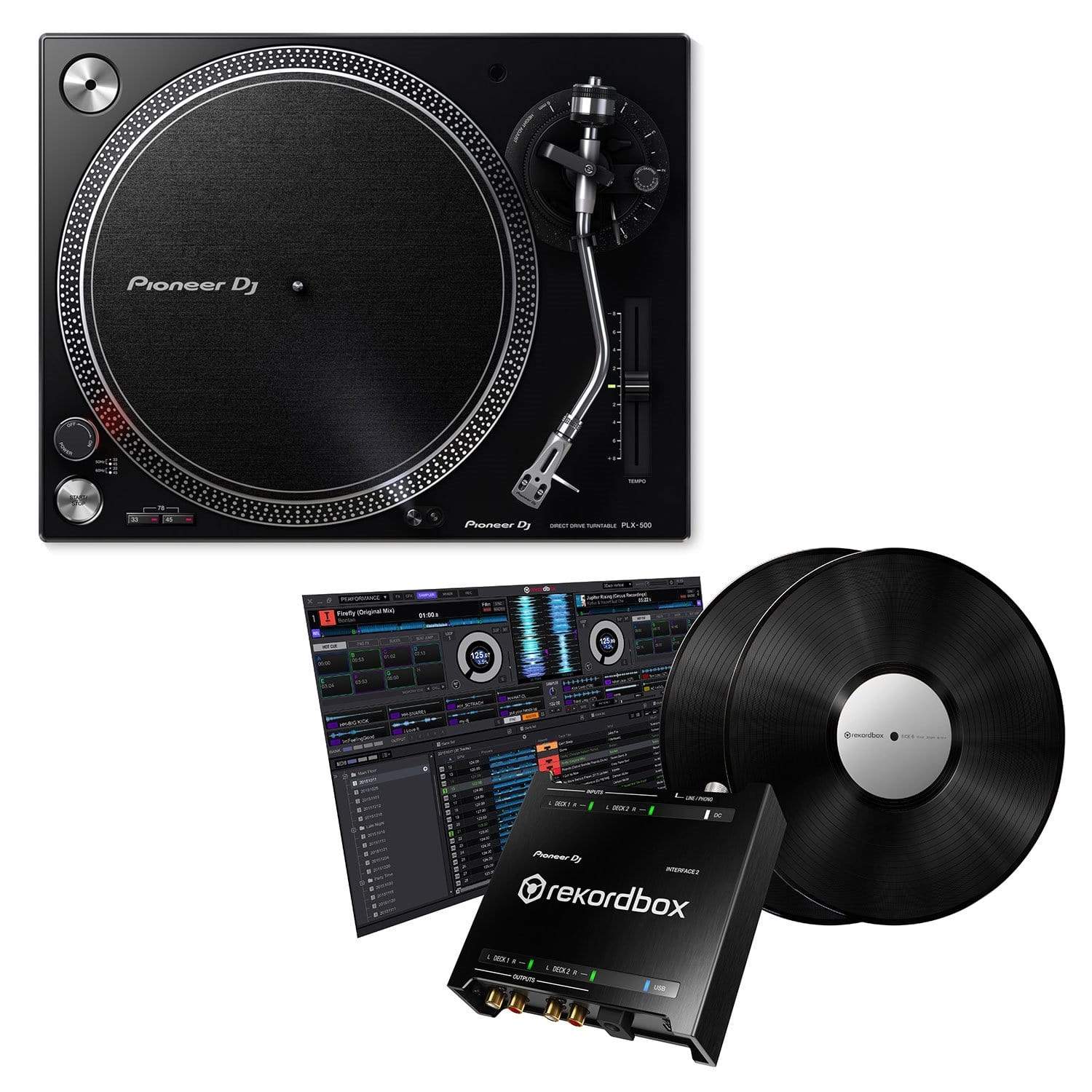 Pioneer DJ PLX-500-K Turntable with rekordbox INTERFACE2 DVS