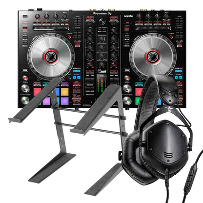 Pioneer DDJ-SR2 DJ Controller with V-MODA LP2 Headphones & Laptop Stand - ProSound and Stage Lighting