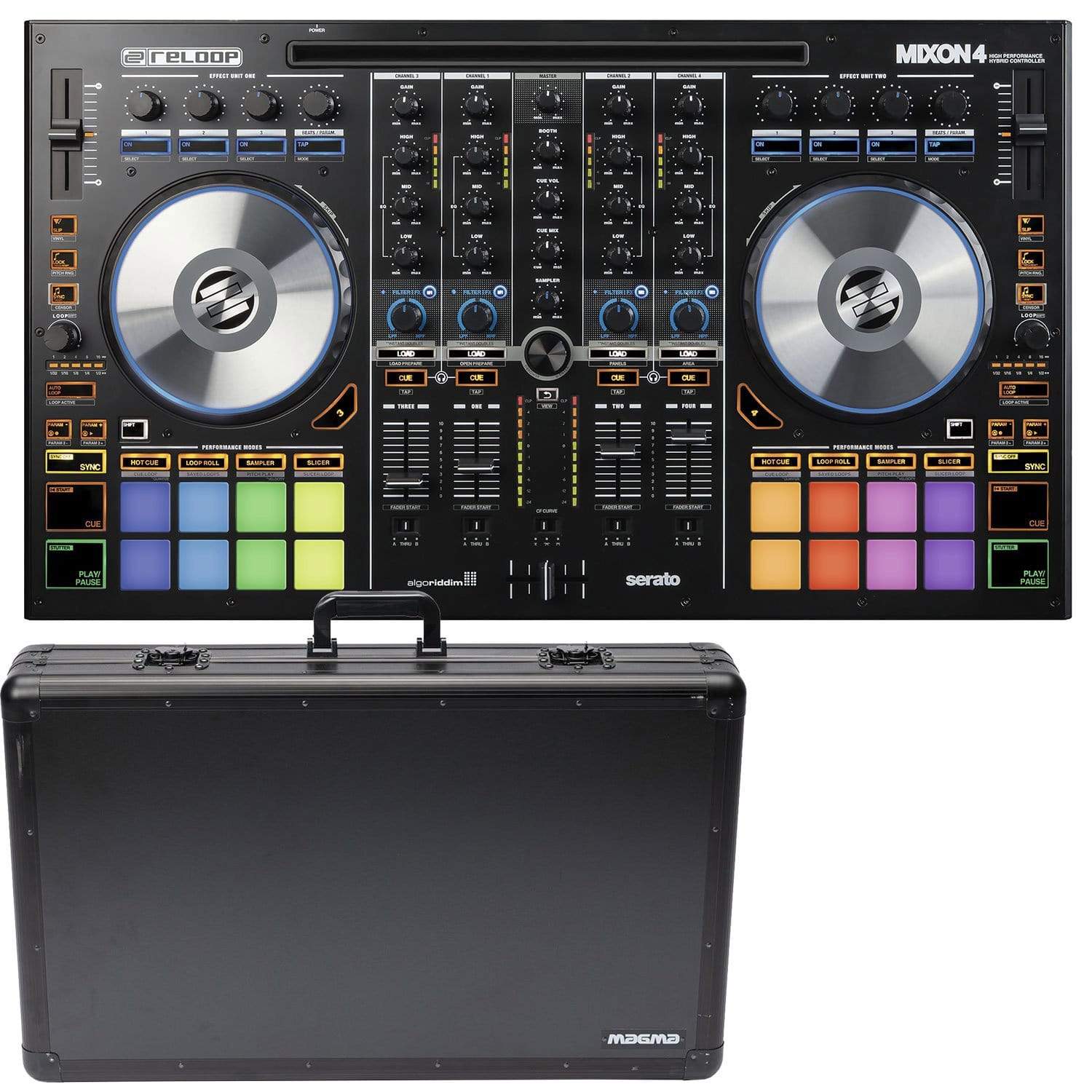 Reloop Mixon 4 Serato DJ Controller with Carry-Lite DJ Case