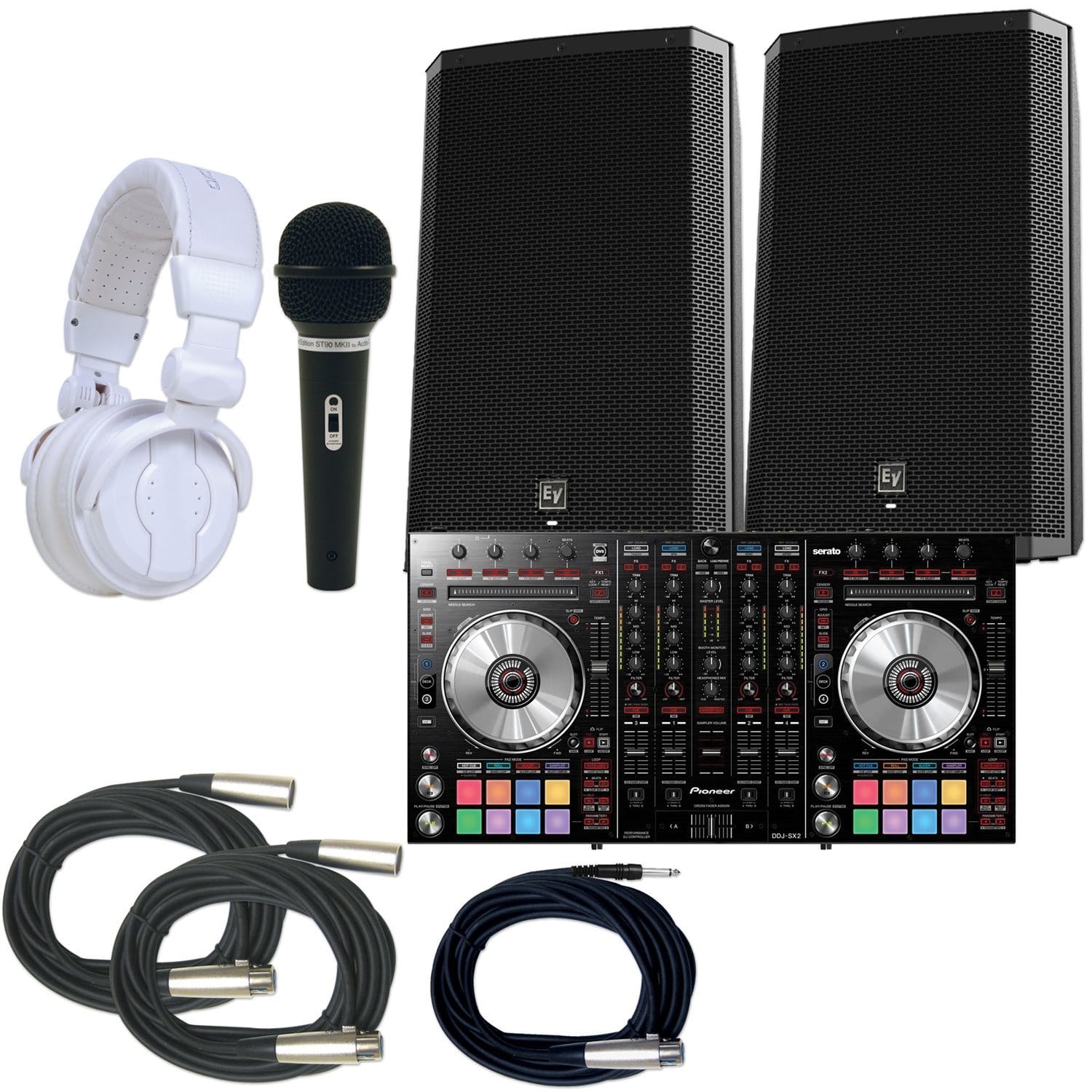 Pioneer DDJ-SX2 DJ Controller Bundle with Electro-Voice ZLX15P Speakers - ProSound and Stage Lighting