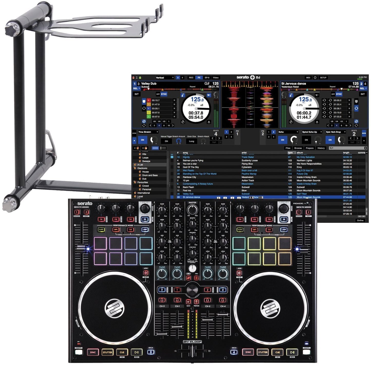 Reloop TM8 Serato DJ Controller & Laptop Stand - ProSound and Stage Lighting
