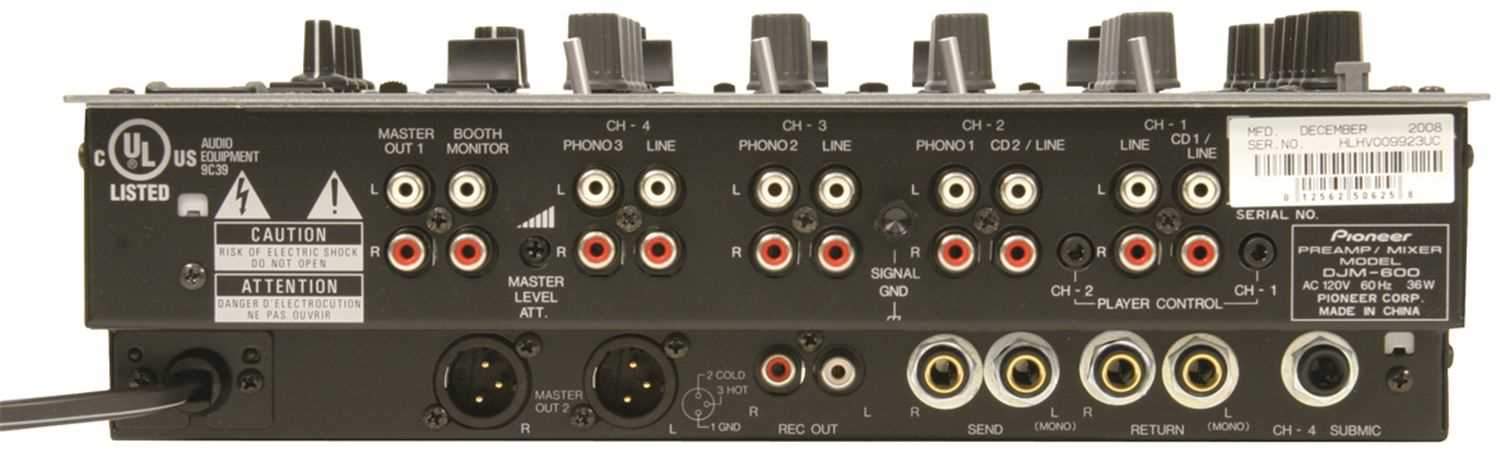Pioneer DJM600 DJ Mixer with Sampler Black Version - ProSound and Stage Lighting