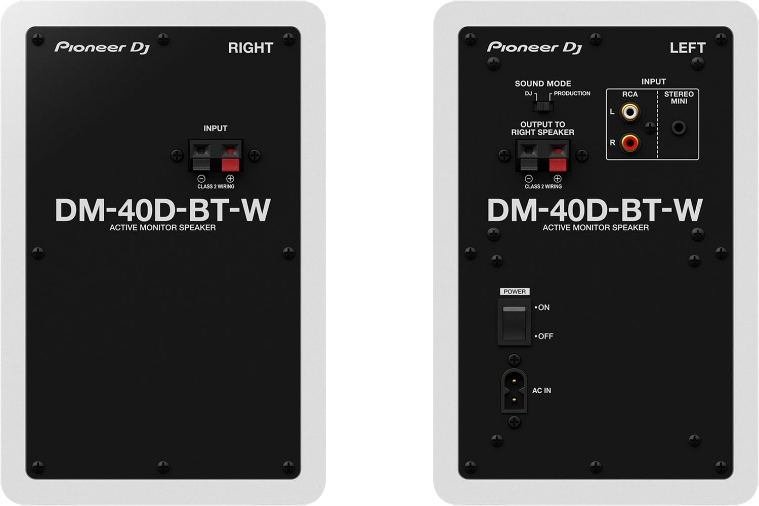 Pioneer DJ DM-40D-BT-W 4-Inch Powered Monitor Pair with Bluetooth - White |  PSSL ProSound and Stage Lighting