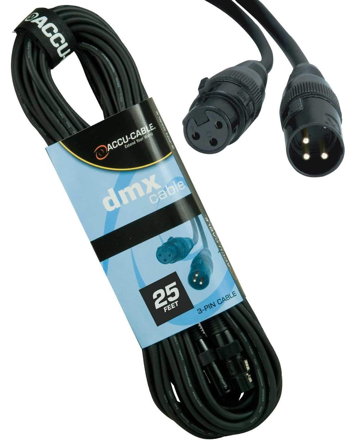Accu-Cable 3-Pin XLR (F) to XLR (M) DMX Cable 25Ft - ProSound and Stage Lighting