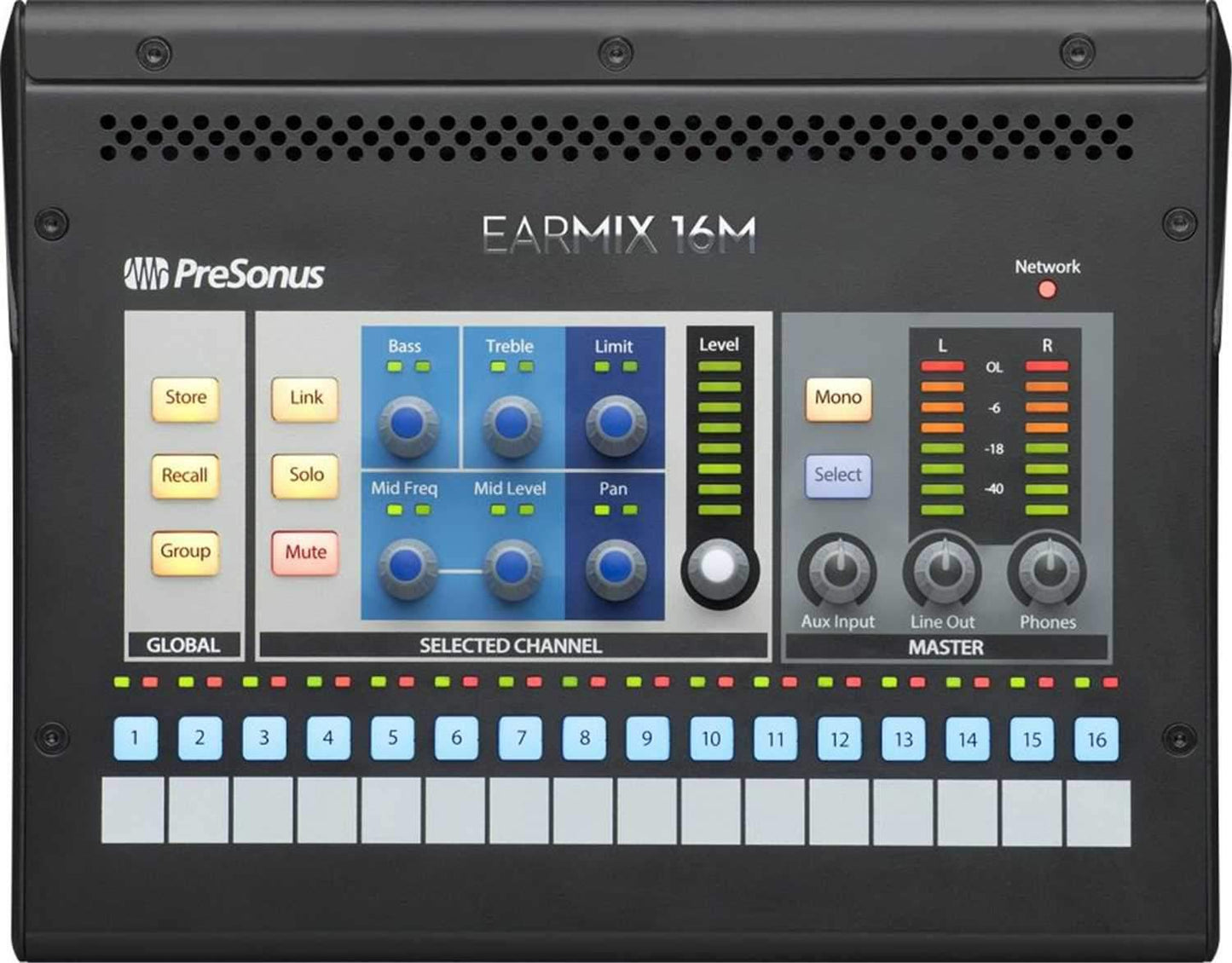 PreSonus EarMix 16M 16x2 AVB-networked Personal Monitor Mixer - ProSound and Stage Lighting