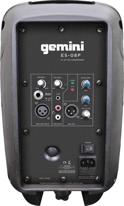 Gemini ES08P 8-Inch Powered PA Speaker - ProSound and Stage Lighting