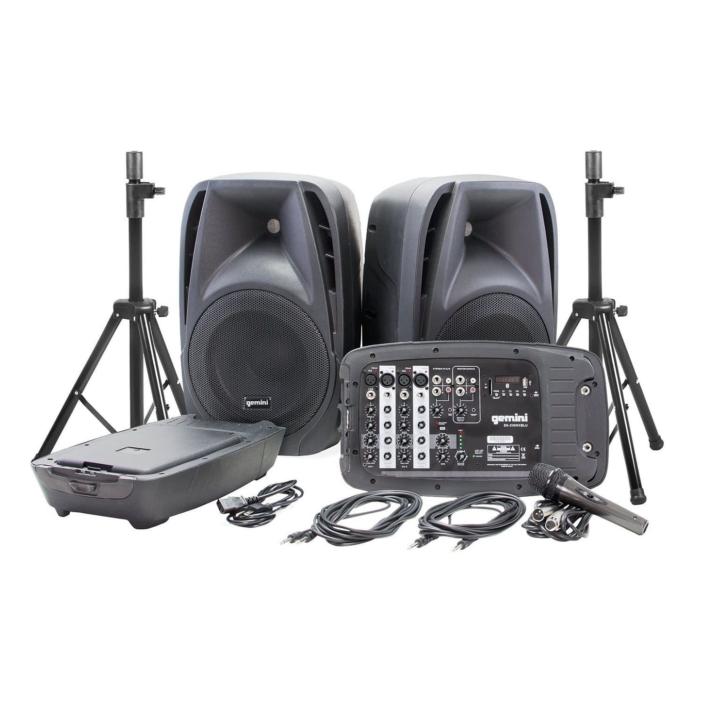Gemini ES-210MXBLU-ST Portable PA System with Stands - ProSound and Stage Lighting