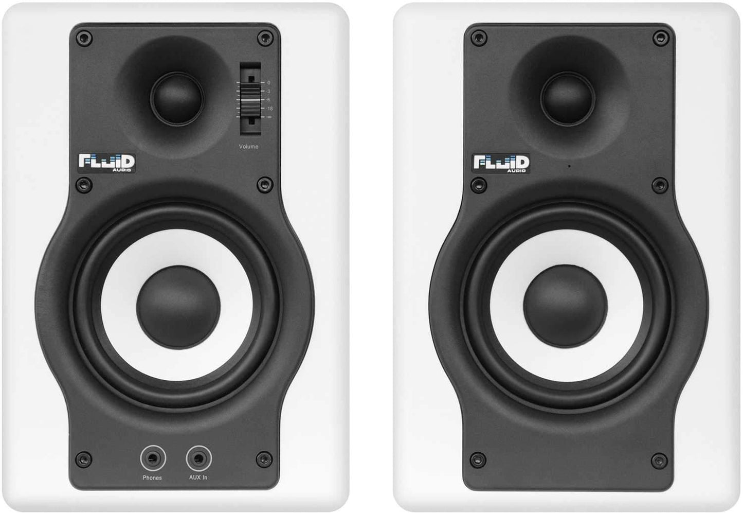 Fluid Audio F4W White Pair 4-Inch Studio Monitors - ProSound and Stage Lighting