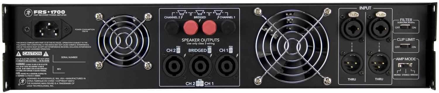 Mackie FRS-1700 Power Amp 310W @ 8 ohms Stereo - ProSound and Stage Lighting