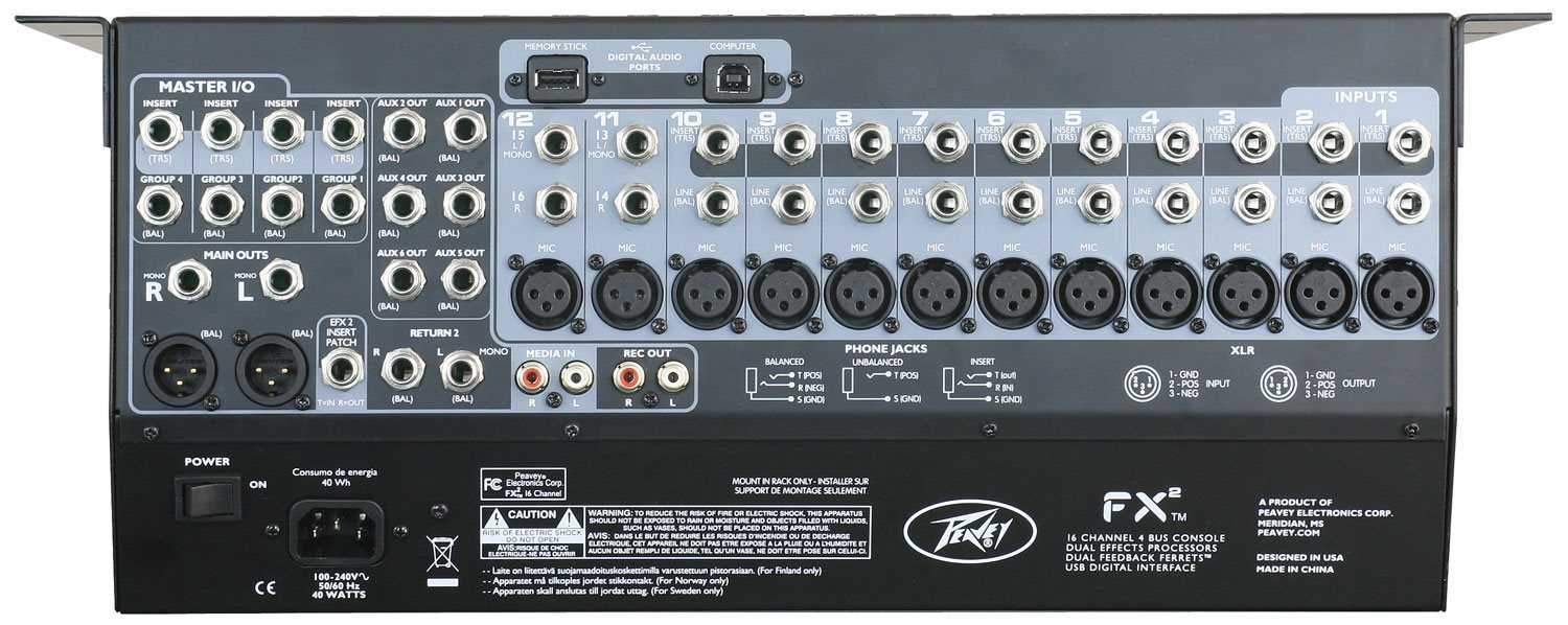 Peavey FX2-16 16ch PA Mixer with FX & Feedback Supp - ProSound and Stage Lighting