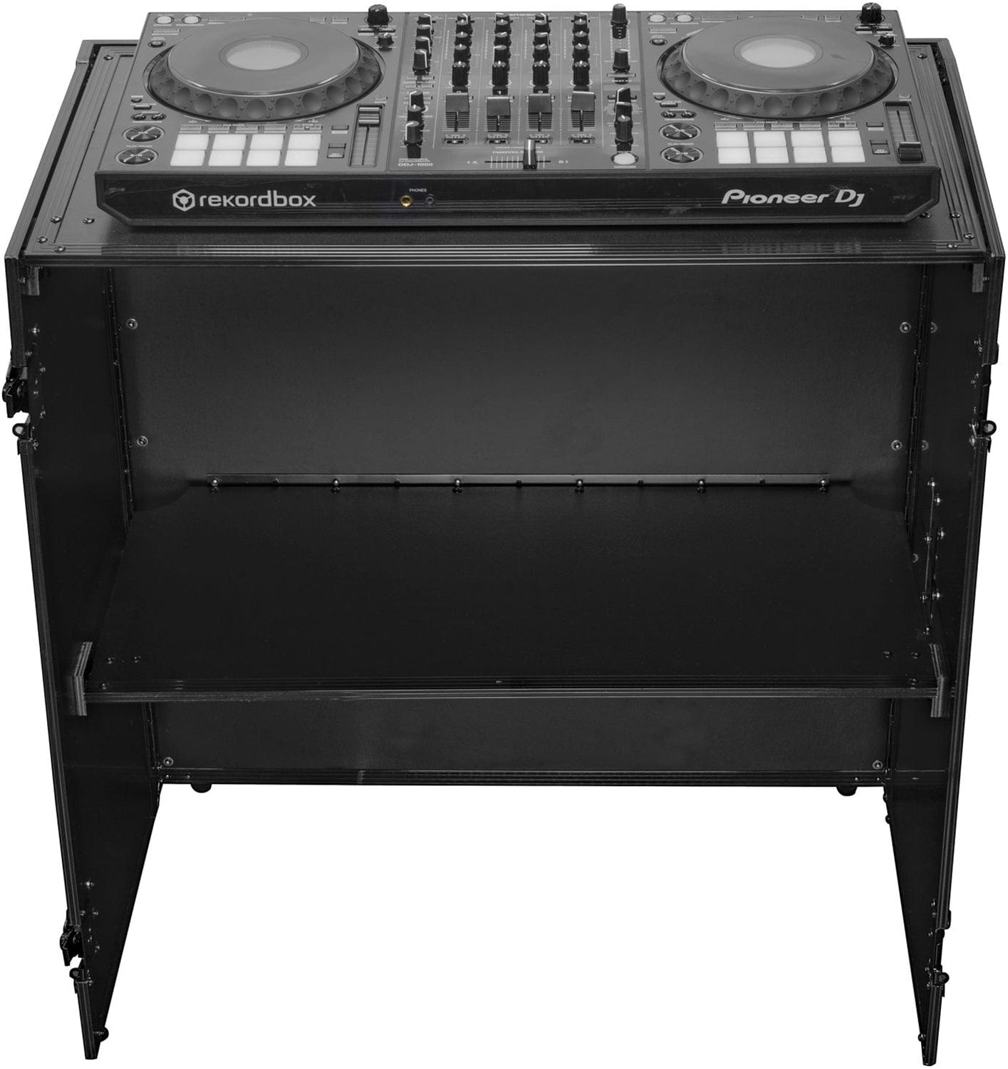 Odyssey FZF33362TBL 33W x 36H Black Two-Tier DJ Fold-out Stand - PSSL ProSound and Stage Lighting