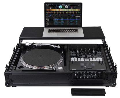 Odyssey FZGS1BM10WBL Black Single Turntable DJ Coffin for 10-Inch Mixer - ProSound and Stage Lighting