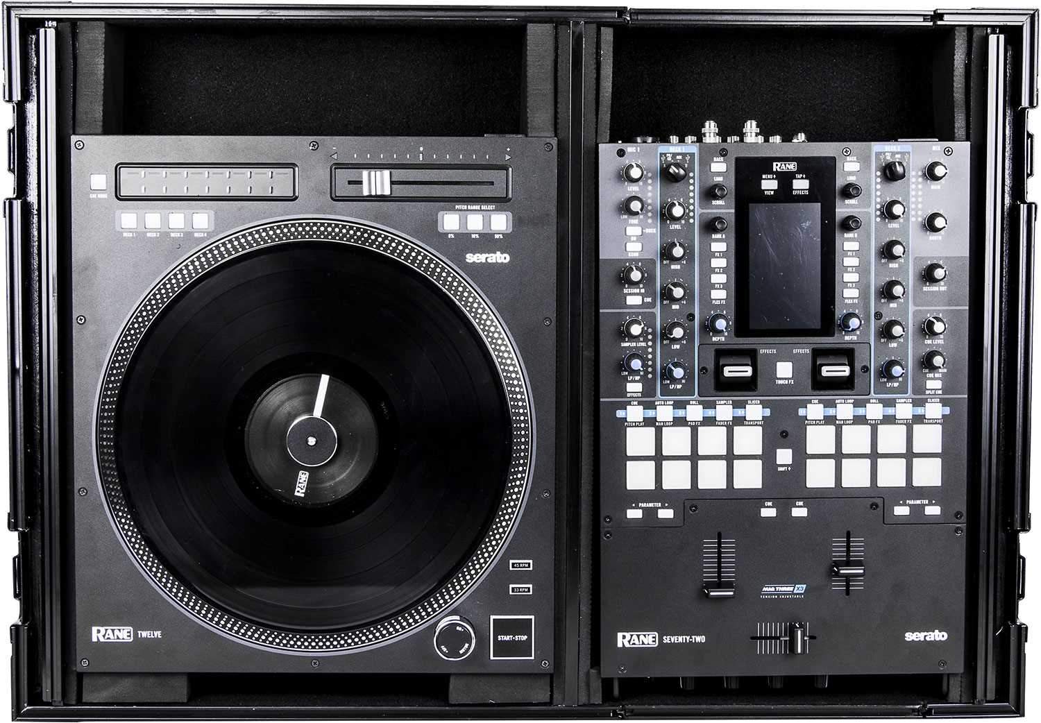 Odyssey FZGS1RA1272WBL Black Compact DJ Coffin with Wheels for Rane Twelve & Seventy-Two - ProSound and Stage Lighting