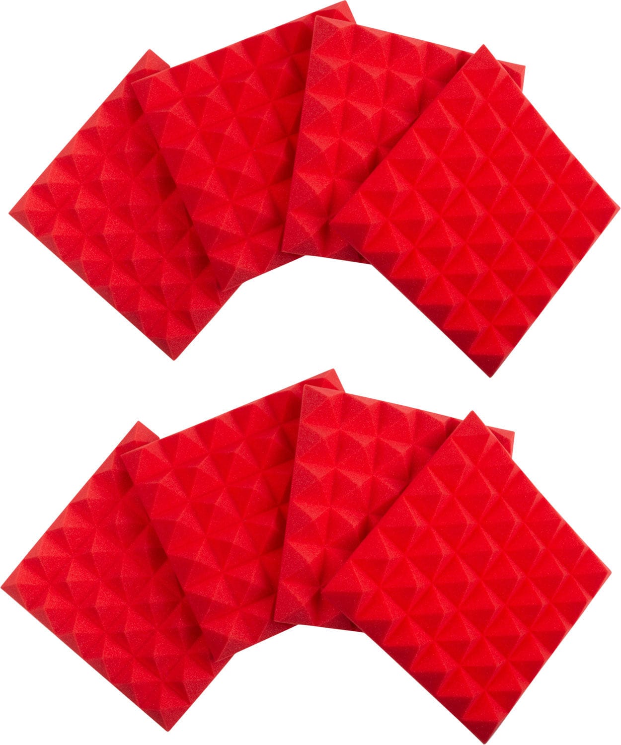 Gator GFW-ACPNL1212PRED-8PK 8-Pack of 12x12x2-inch Pyramid Foam Red - PSSL ProSound and Stage Lighting