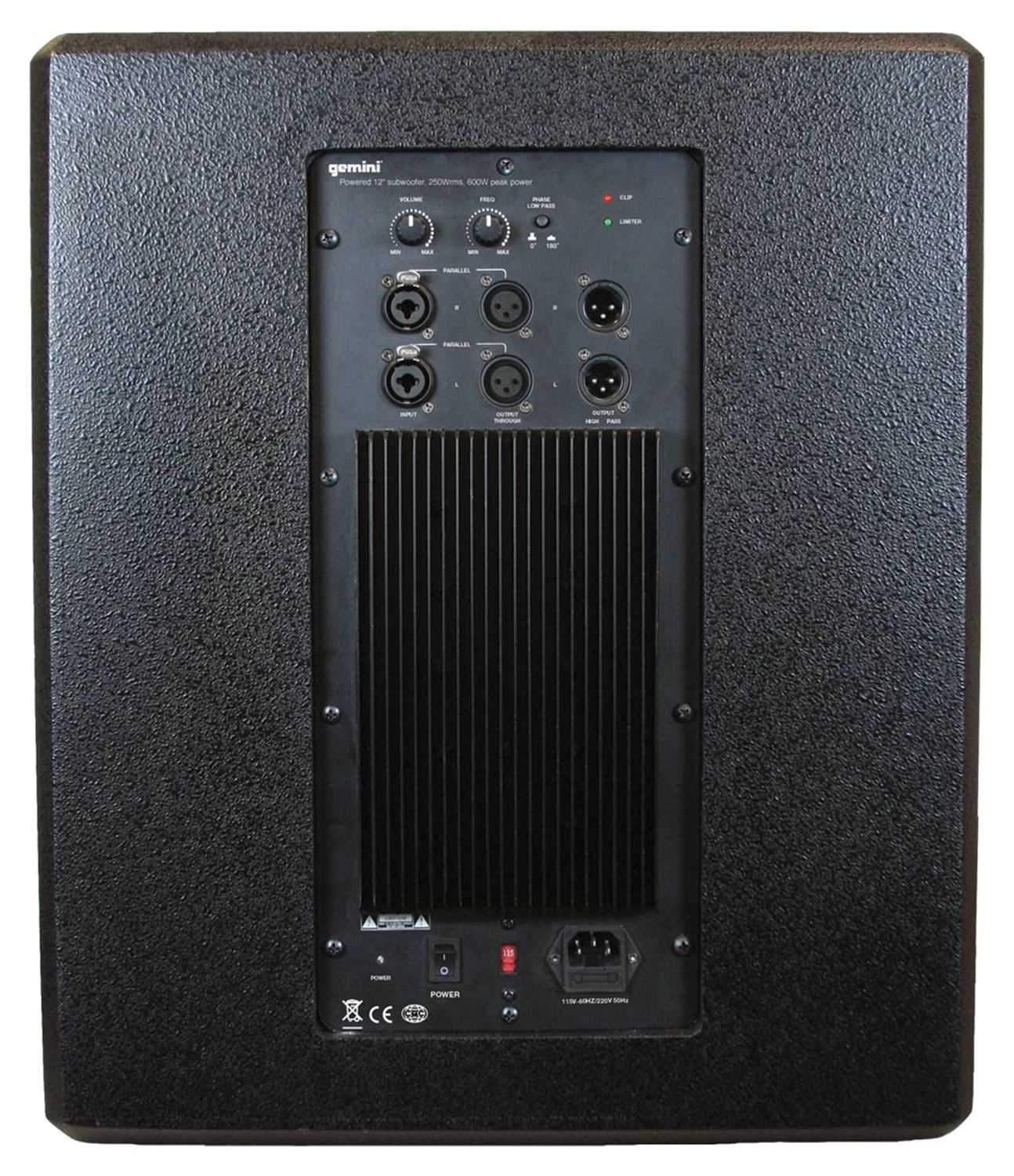 Gemini GVX-SUB12P Powered 12" Subwoofer - PSSL ProSound and Stage Lighting