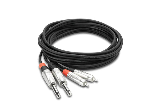Hosa HPR-015X2 Stereo Cable Dual 1/4 TS to RCA 15ft - PSSL ProSound and Stage Lighting