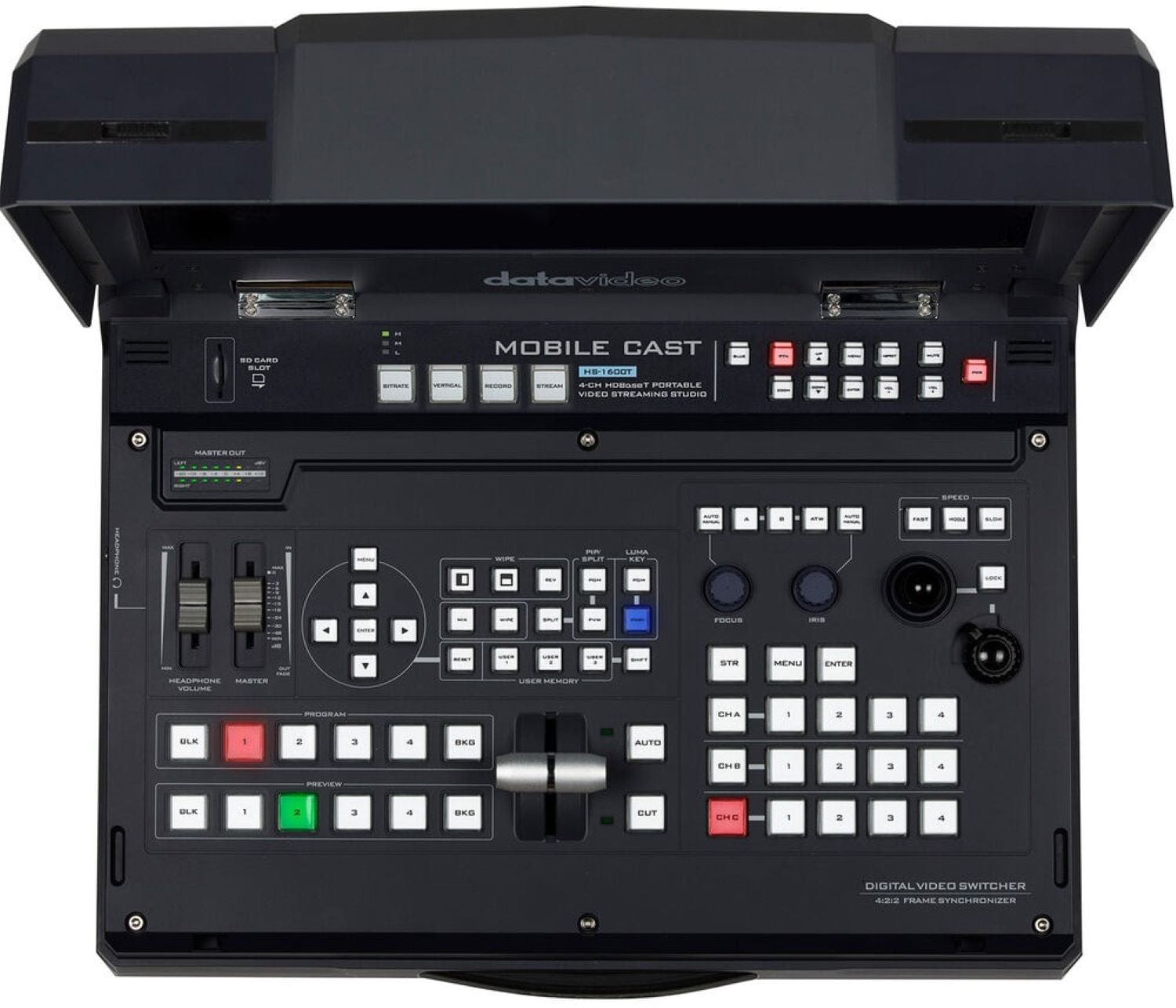 Datavideo HS-1600T-MK-II 4-Channel HD/SD HDBaseT Portable Video Streaming Studio - PSSL ProSound and Stage Lighting