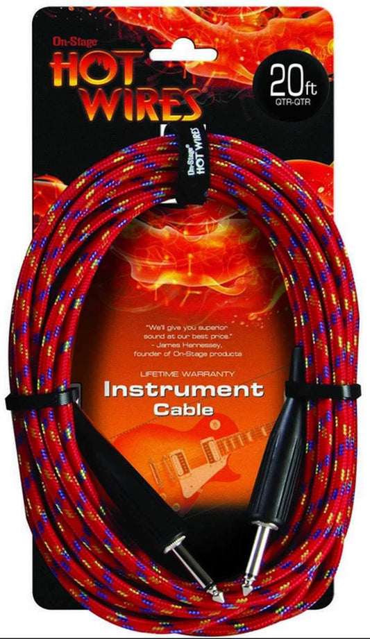 On-Stage IC20BR Hot Wires Braided Instrument Cable 20ft - PSSL ProSound and Stage Lighting