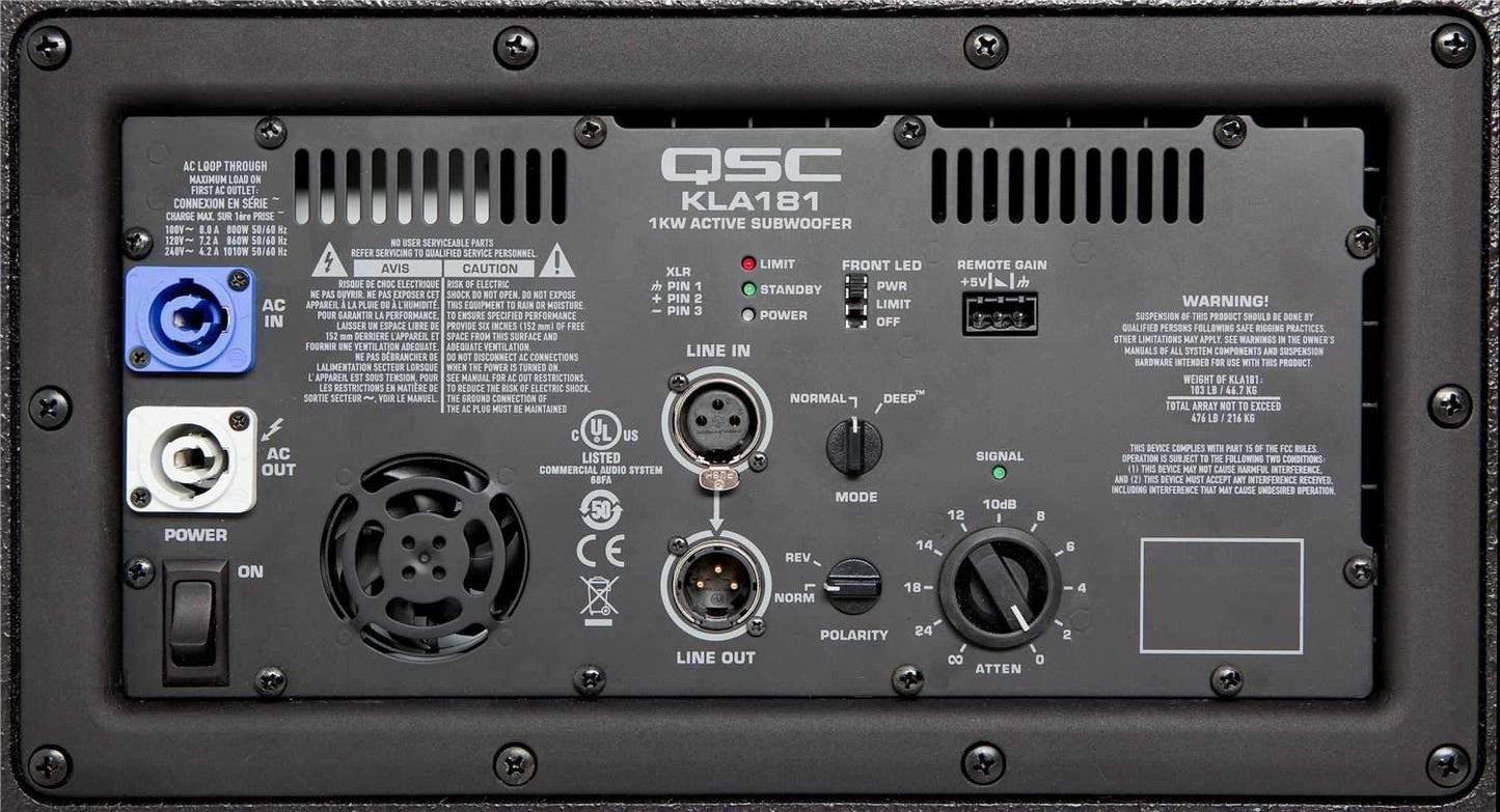QSC KLA181-BK 1000W 18" Powered Subwoofer Black - PSSL ProSound and Stage Lighting