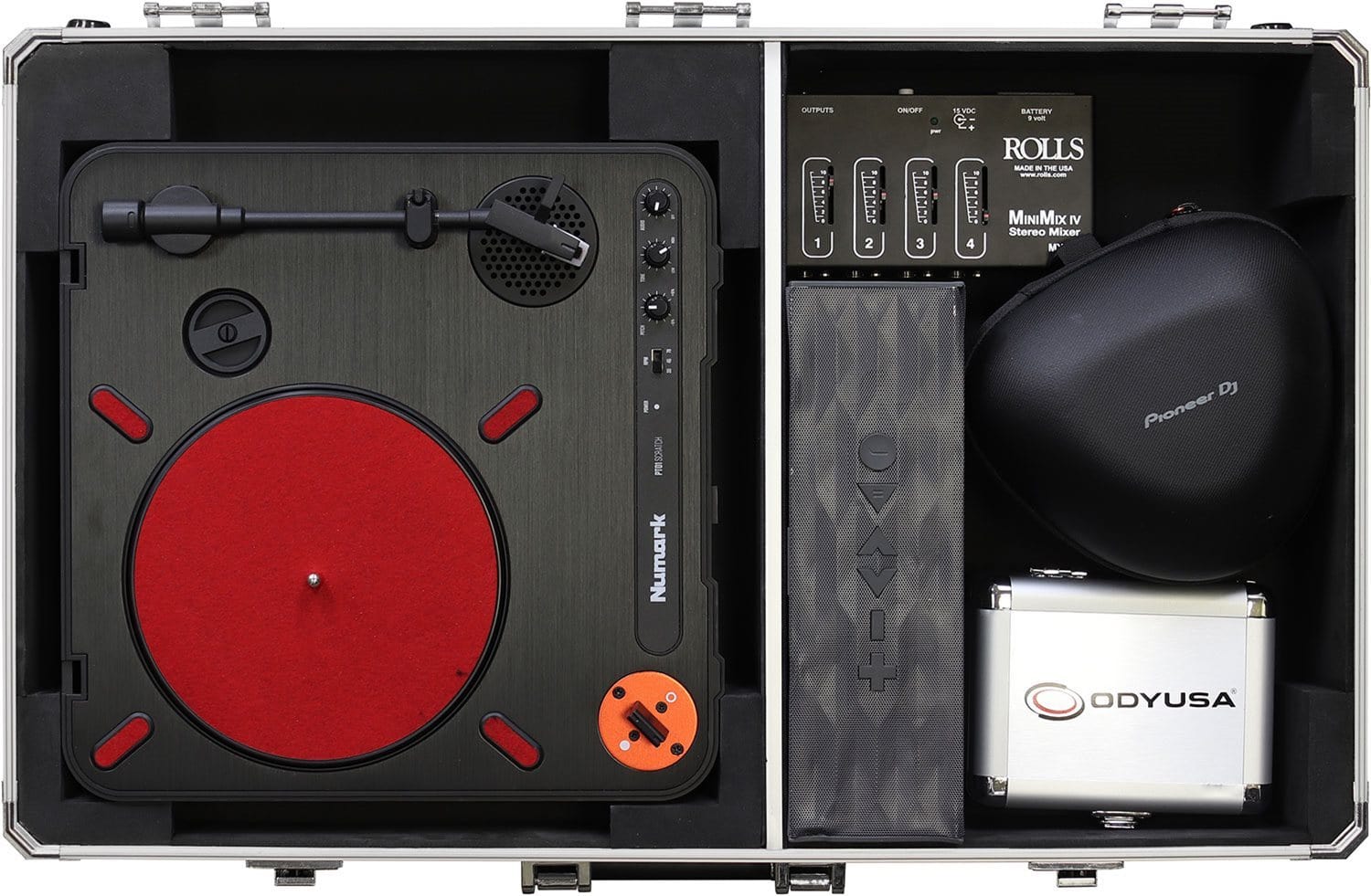 Odyssey KPT01SCSIL Numark PT01 Silver Turntable Case with Side Compartment - PSSL ProSound and Stage Lighting