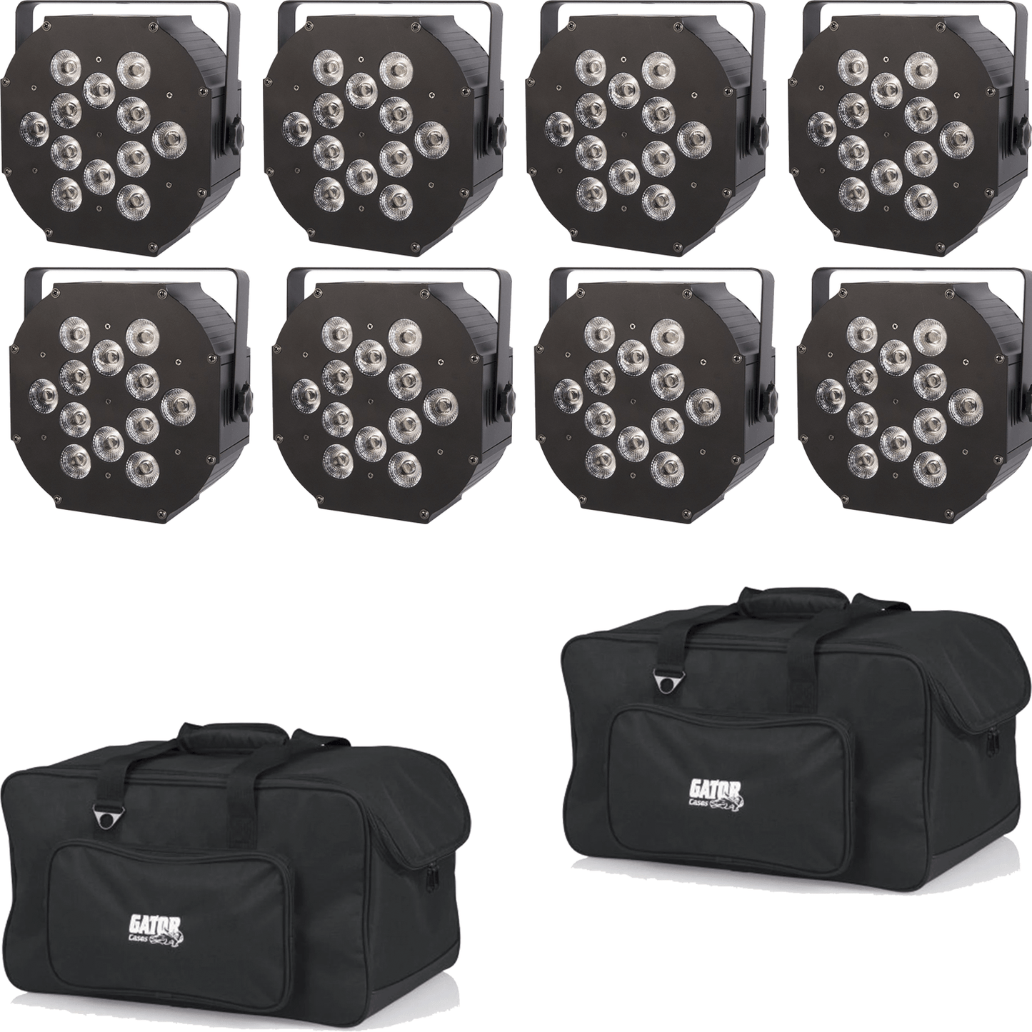 ColorKey WaferPar HEX 12 RGBAW Plus UV Wash Light 8-Pack with Gator Bags - PSSL ProSound and Stage Lighting