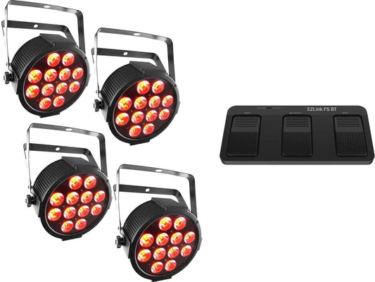 Chauvet SlimPAR Q12 BT Wash Light 4-Pack with Footswitch - PSSL ProSound and Stage Lighting