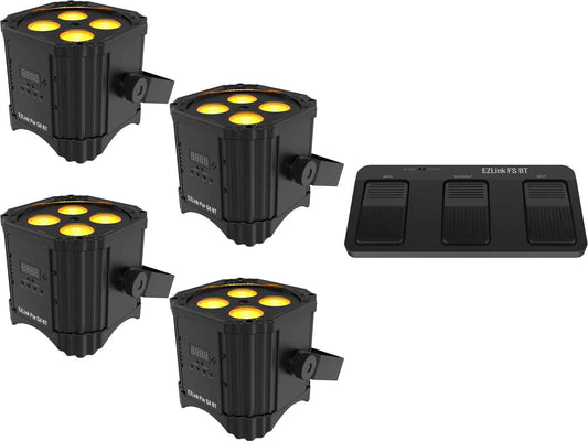 Chauvet EZlink Par Q4 BT Wash Light 4-Pack with Battery-Powered Footswitch - PSSL ProSound and Stage Lighting