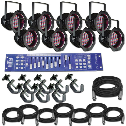 American DJ P-64 LED Plus x 8 Complete System - PSSL ProSound and Stage Lighting