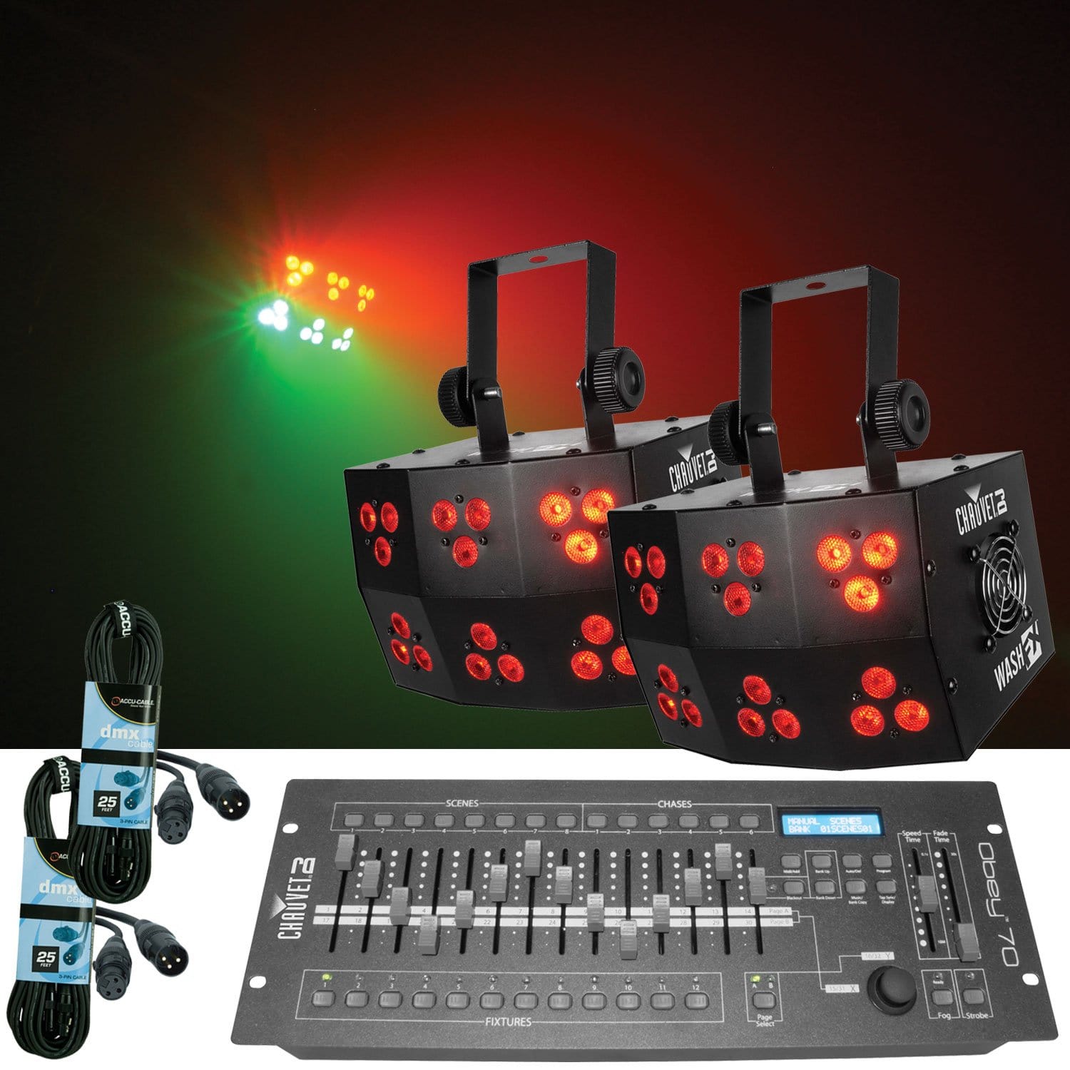 Chauvet Wash FX RGB LED Light 2-Pk with Controller - PSSL ProSound and Stage Lighting
