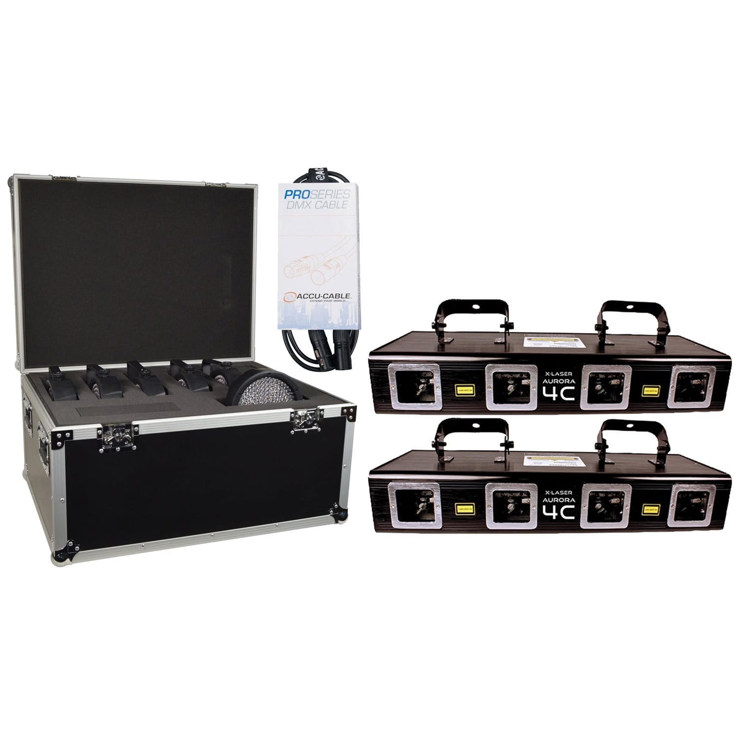 X-Laser Aurora 4C DMX RGBM Laser 2-Pack with Road Case - PSSL ProSound and Stage Lighting