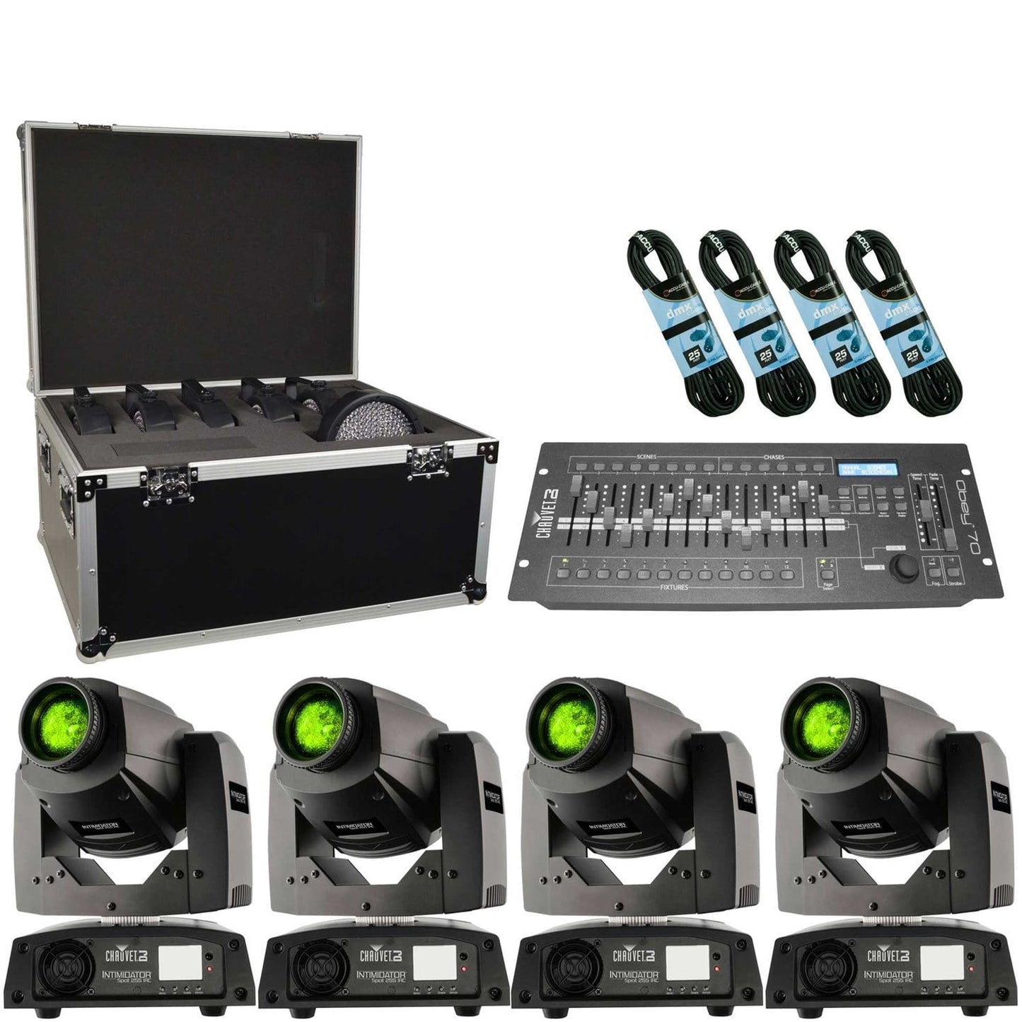 Chauvet Intimidator Spot 255 IRC 4-Pack with Road Case - PSSL ProSound and Stage Lighting