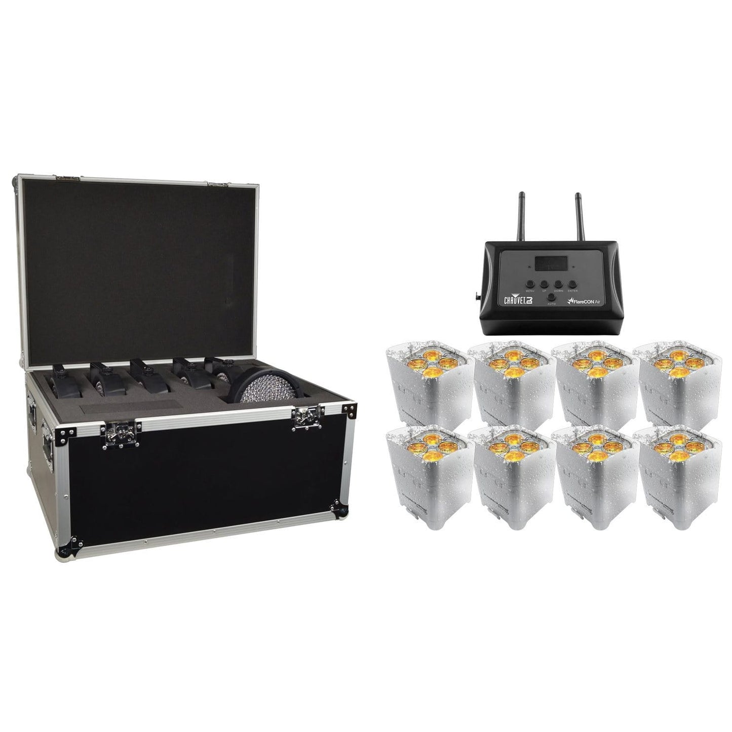 Chauvet Freedom Par Quad 4 IP Wht 8 Pack with Road Case - PSSL ProSound and Stage Lighting