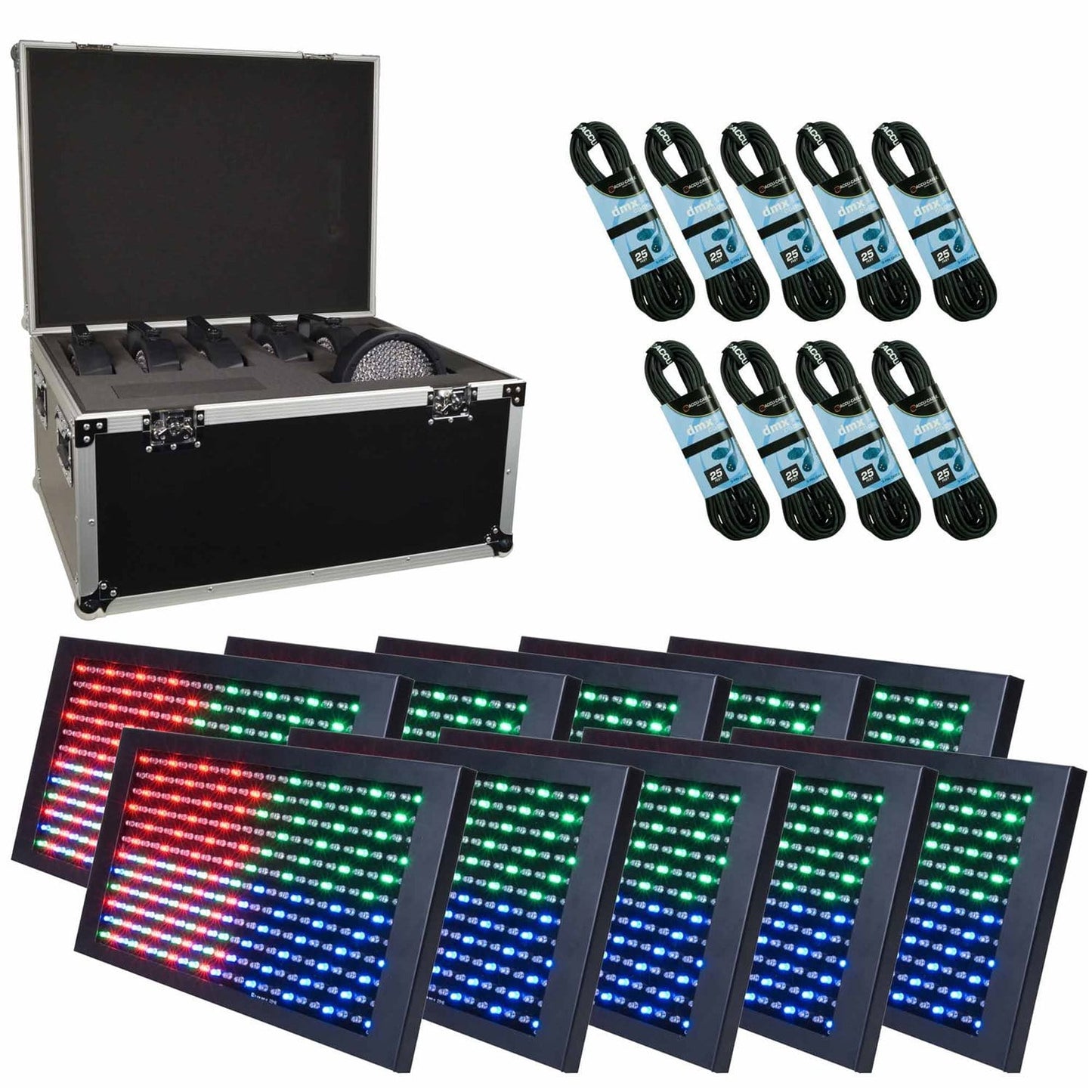 ADJ American DJ Profile Panel RGB LED 10 Pack with Road Case - PSSL ProSound and Stage Lighting