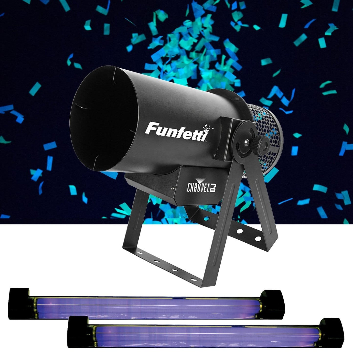 Chauvet Funfetti Pack with Dual Black Lights & Glow in the Dark Confetti - PSSL ProSound and Stage Lighting
